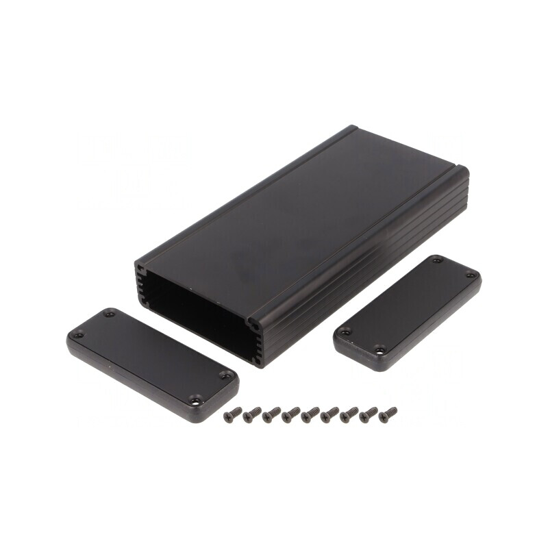 Carcasă aluminiu neagră 1455 78x27x160mm | Electronic-mag.ro | Componente Electronice