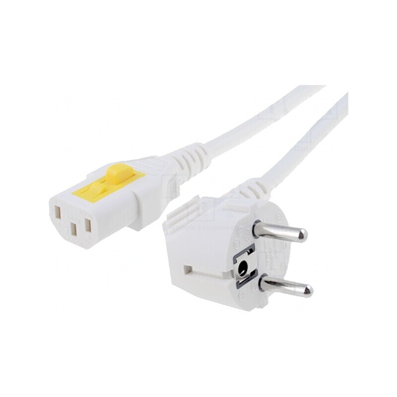 Cablu Alimentare 3m Alb CEE 7/7 la IEC C13 | Electronic-mag.ro | Componente Electronice