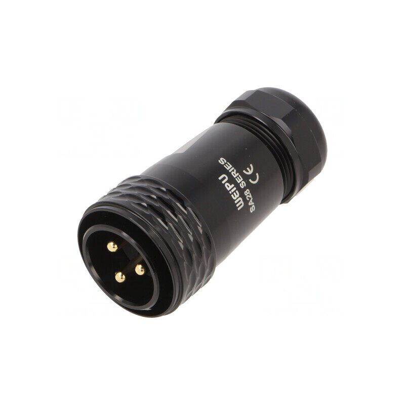 Mufă SA28 tată 3 pini IP67 50A 500V lipire cablu | Electronic-mag.ro | Componente Electronice