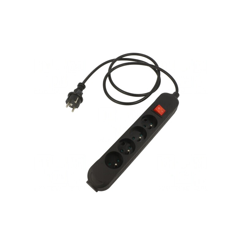 Prelungitor alimentare 4 prize negru 3m 16A | Electronic-mag.ro | Componente Electronice