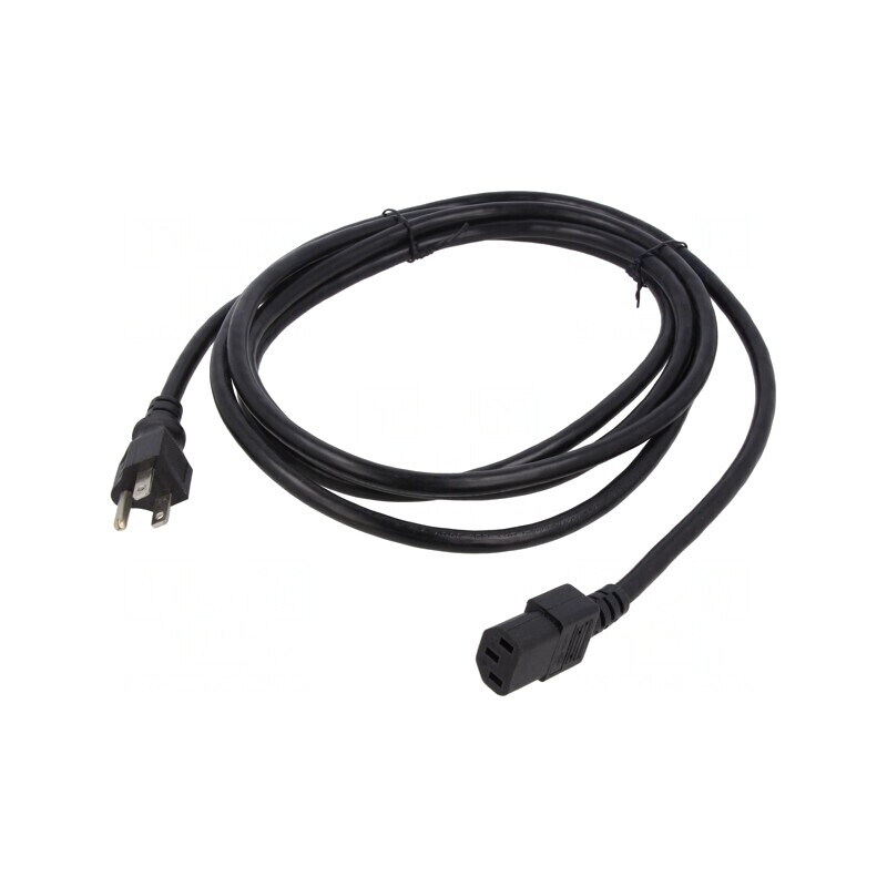 Cablu Alimentare 2m Negru 3x14AWG IEC C13 la NEMA 5-15 | Electronic-mag.ro | Componente Electronice
