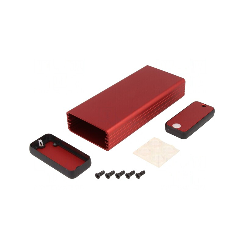 Carcasă Aluminiu Roșu 54x120x23mm | Electronic-mag.ro | Componente Electronice