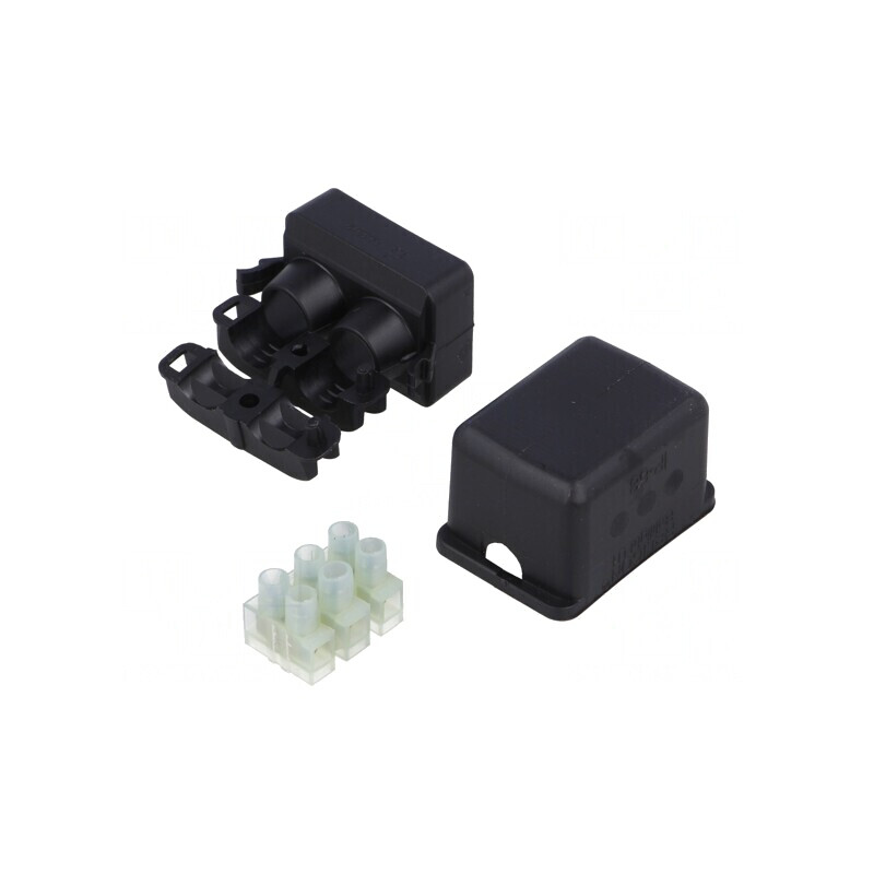 Mufă cu gel RELICON poliamidă IP68 neagră 38mm x 42,5mm | Electronic-mag.ro | Componente Electronice