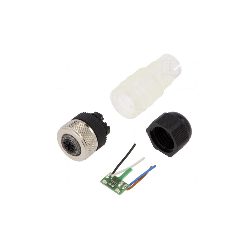 Mufă M12 4 PIN mamă cu LED și protecție IP67 | Electronic-mag.ro | Componente Electronice