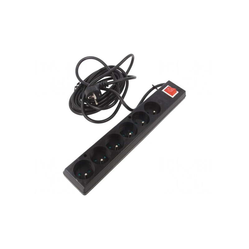 Prelungitor alimentare 6 prize negru 5m 16A | Electronic-mag.ro | Componente Electronice