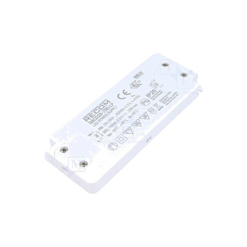 Alimentator LED 20W 700mA 198-264VAC IP20 | Electronic-mag.ro | Componente Electronice