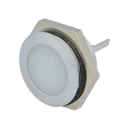 Lumină de Control LED Albă 24-28V IP67 Ø22mm Metalică | Electronic-mag.ro | Componente Electronice