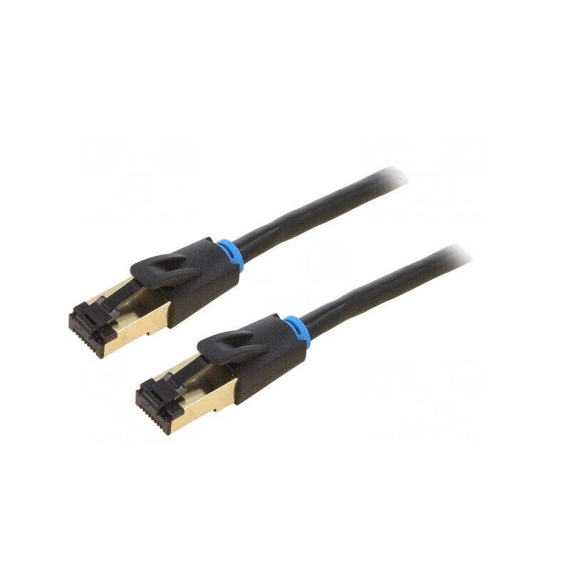 Cablu Patch Cat 8 S/FTP Negru 15m Aurit PVC | Electronic-mag.ro | Componente Electronice