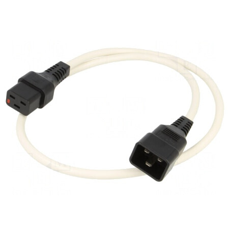 Cablu IEC C19-C20 1m cu blocare alb | Electronic-mag.ro | Componente Electronice