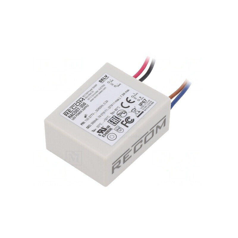 Alimentator LED 7W IP67 350mA | Electronic-mag.ro | Componente Electronice