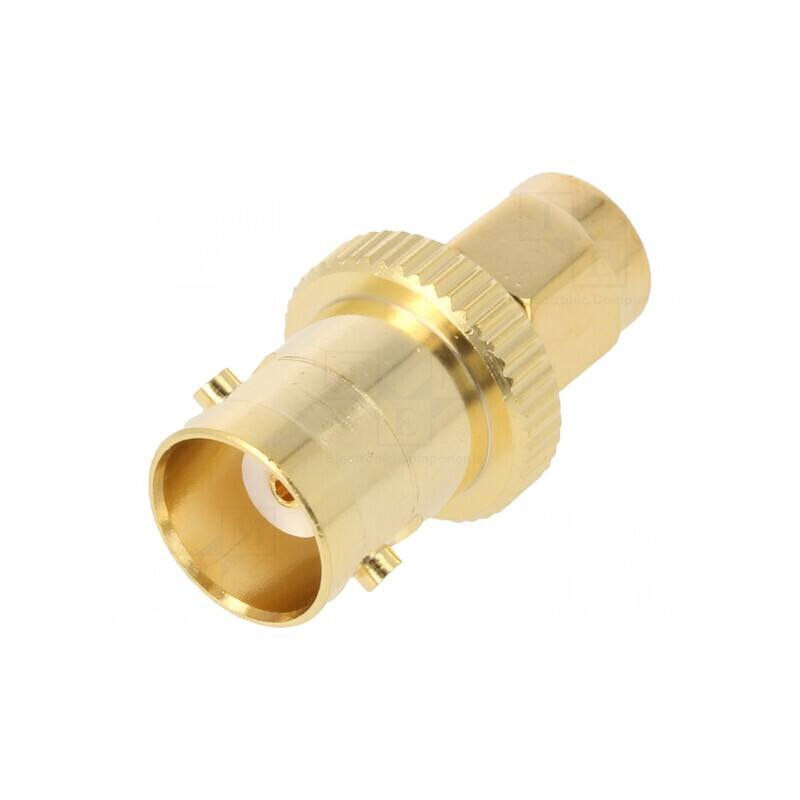 Adaptor BNC Mamă la SMA Tată Aurit 50Ω PTFE | Electronic-mag.ro | Componente Electronice