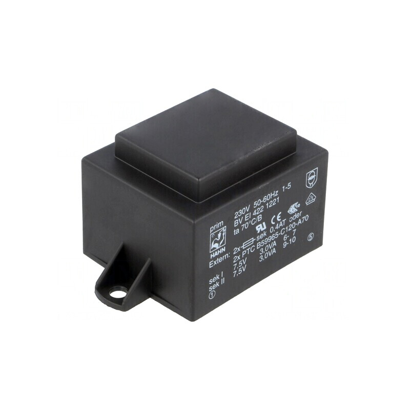 Transformator încapsulat 6VA 230VAC 7,5V 400mA | Electronic-mag.ro | Componente Electronice