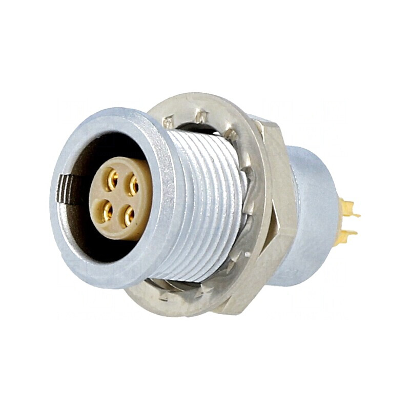 Conector Circular 0B Soclu Mamă 4 PIN Lipire 7A IP50 | Electronic-mag.ro | Componente Electronice