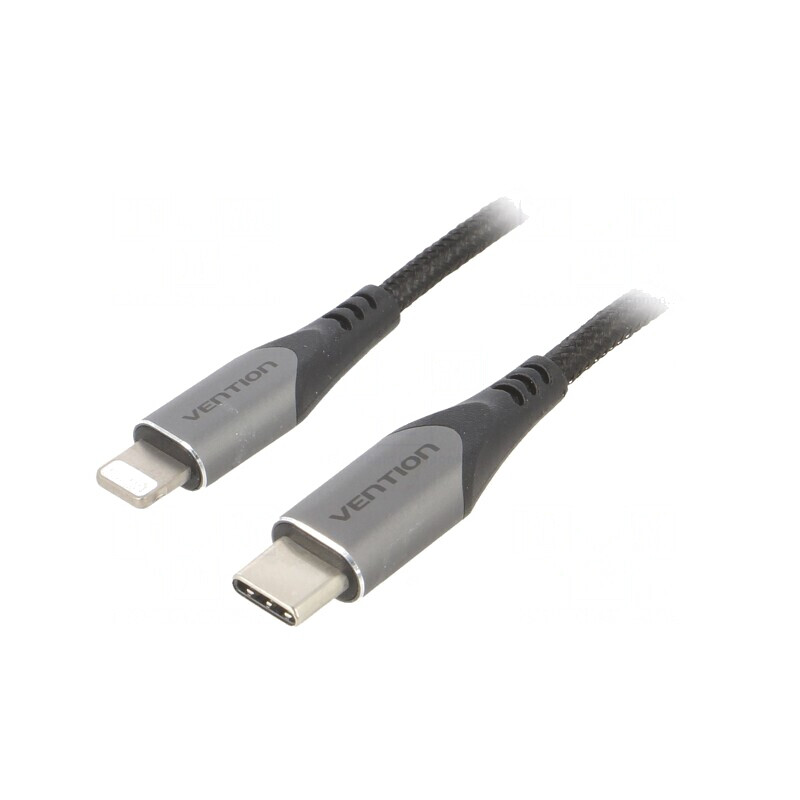 Cablu USB 2.0 Apple Lightning la USB C 1,5m Negru | Electronic-mag.ro | Componente Electronice