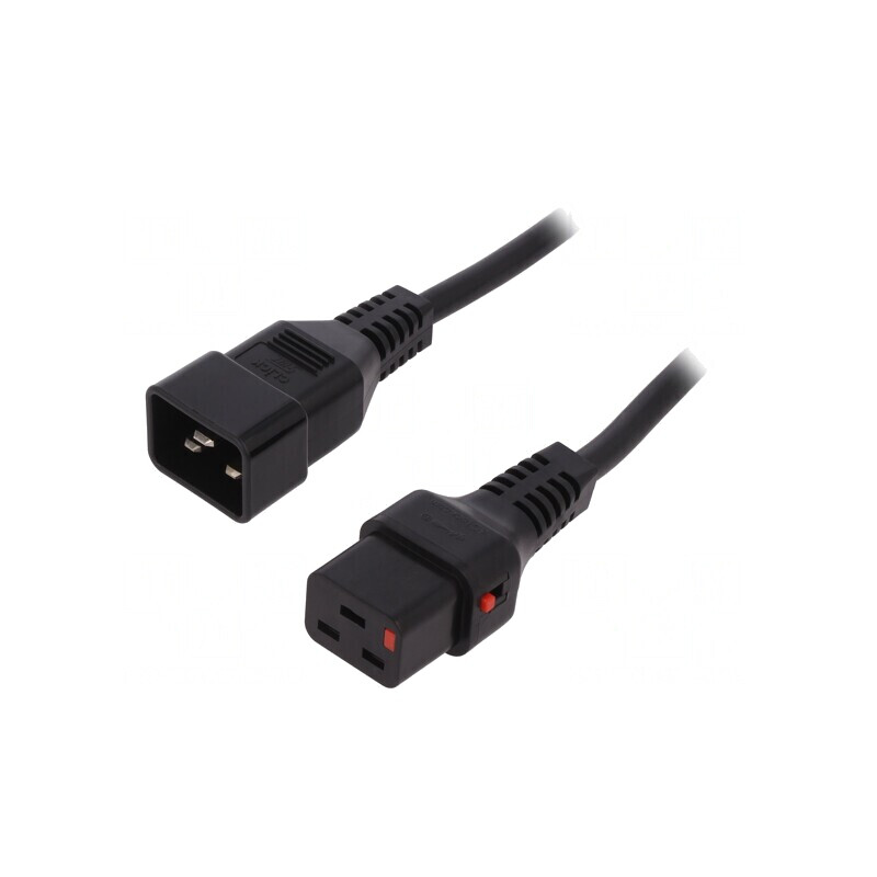 Cablu IEC C19 Mamă la IEC C20 Tată 1m cu Blocare | Electronic-mag.ro | Componente Electronice