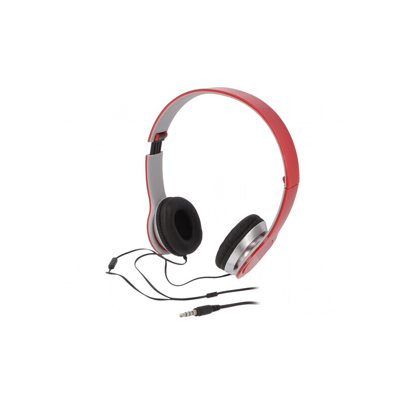 Căști cu Microfon Roșii-Argintii Jack 3,5mm 1,2m | Electronic-mag.ro | Componente Electronice