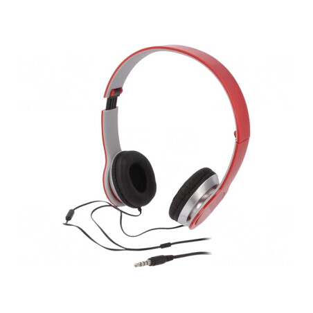 Căști cu Microfon Roșii-Argintii Jack 3,5mm 1,2m | Electronic-mag.ro | Componente Electronice