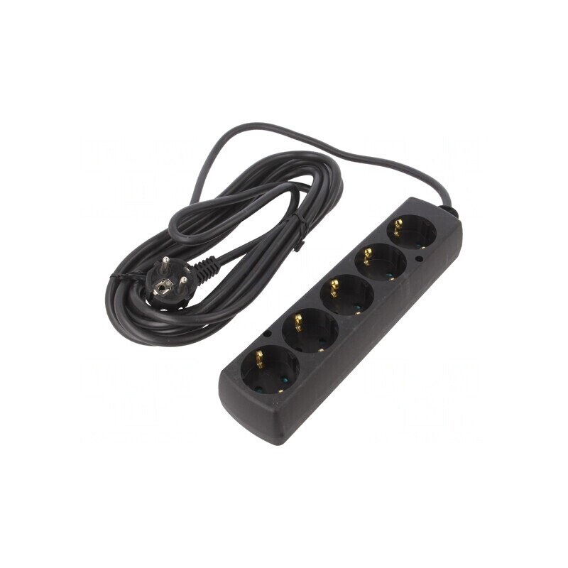 Prelungitor Schuko 5 Prize Negru 3x1,5mm2 | Electronic-mag.ro | Componente Electronice