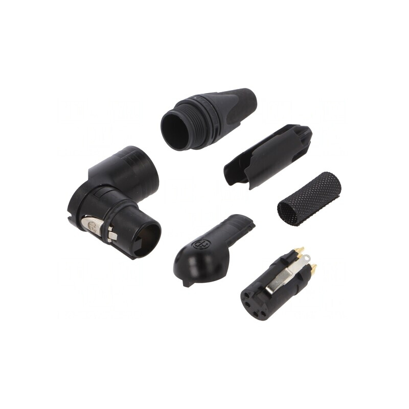 Mufă XLR 4 Pin Mamă 90° Rotativ Pe Cablu | Electronic-mag.ro | Componente Electronice