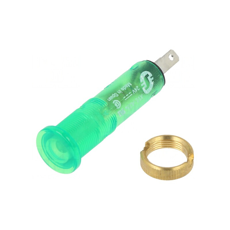 Lampă de control LED verde 24VDC Ø8mm IP40 plastic | Electronic-mag.ro | Componente Electronice