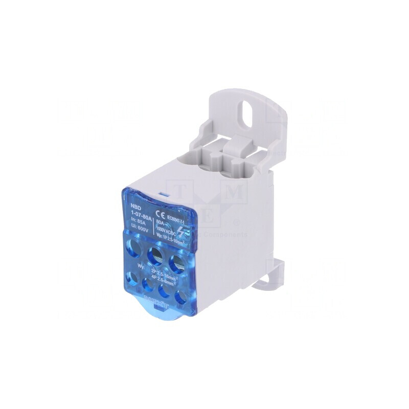 Bloc de distribuție 7 borne 2,5-16mm2 TS35 1kV | Electronic-mag.ro | Componente Electronice