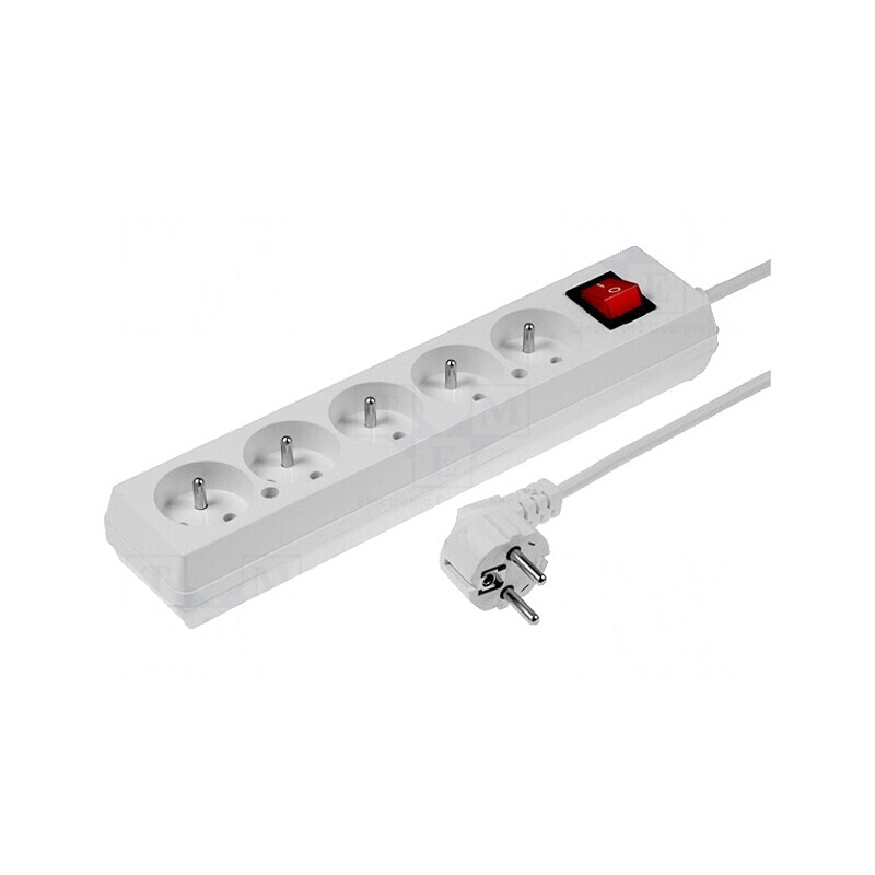 Prelungitor electric 5 prize alb 5m 16A | Electronic-mag.ro | Componente Electronice