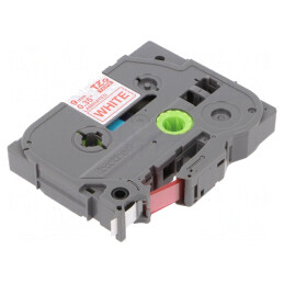 Bandă Laminată Albă 9mm x 8m cu Text Roșu TZE-222 | Electronic-mag.ro | Componente Electronice