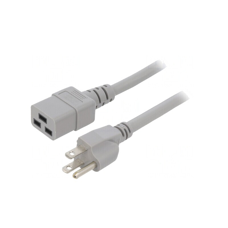 Cablu Alimentare IEC C19 la NEMA 5-15 5m Gri 15A | Electronic-mag.ro | Componente Electronice