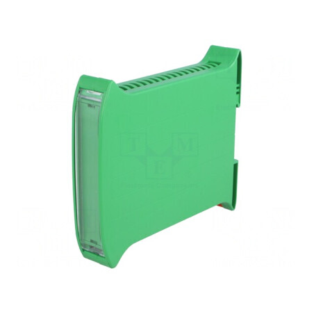 Carcasă pentru șină DIN verde 101x22.5x120mm | Electronic-mag.ro | Componente Electronice