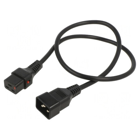 Cablu IEC C19 mamă la C20 tată 1m cu blocare negru | Electronic-mag.ro | Componente Electronice