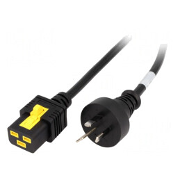 Cablu de Alimentare Negru 2m cu Blocare IEC C19 - AS 3112 | Electronic-mag.ro | Componente Electronice