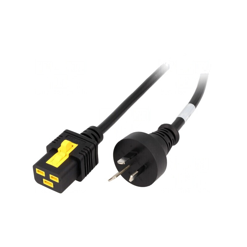 Cablu de Alimentare Negru 2m cu Blocare IEC C19 - AS 3112 | Electronic-mag.ro | Componente Electronice