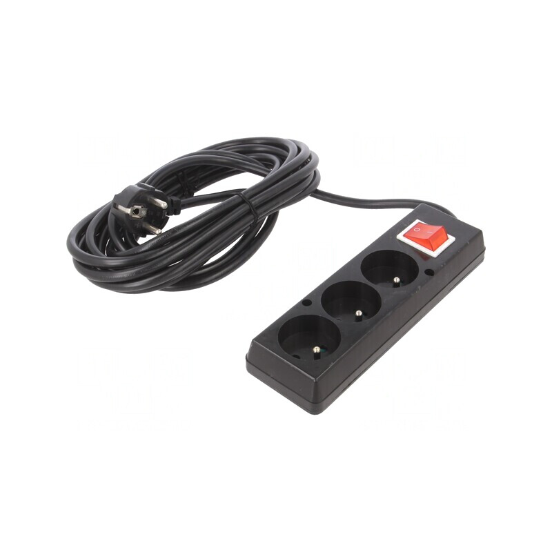 Prelungitor electric 3 prize negru 5m 16A | Electronic-mag.ro | Componente Electronice