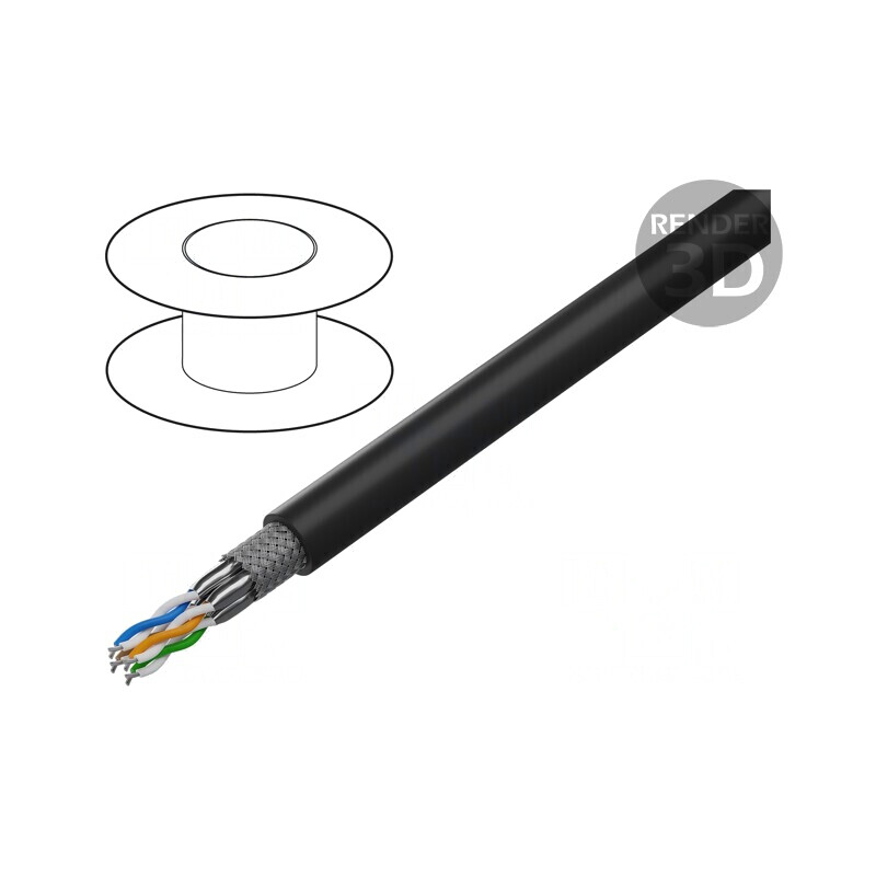 Cablu de rețea ETHERLINE TRAIN S/FTP 4x2x24AWG Negru | Electronic-mag.ro | Componente Electronice