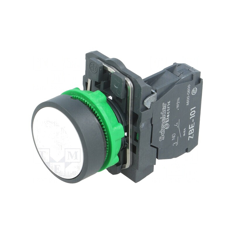 Comutator cu apăsare 22mm 1 NO Alb | Electronic-mag.ro | Componente Electronice