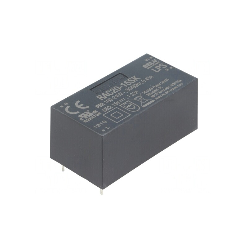 Convertor AC/DC 20W 15VDC RAC20-15SK | Electronic-mag.ro | Componente Electronice