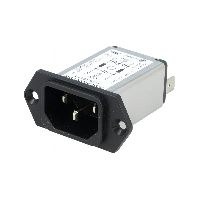 Conector Alimentare AC Tată 10A 250V IEC 60320 | Electronic-mag.ro | Componente Electronice