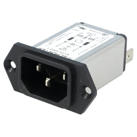 Conector Alimentare AC Tată 10A 250V IEC 60320 | Electronic-mag.ro | Componente Electronice