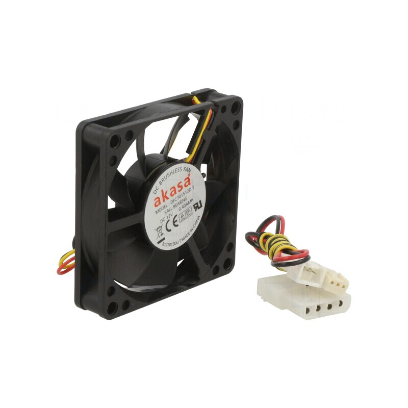 Ventilator axial 12V 70x70x15mm 46,5dBA negru cu rulment cu bilă | Electronic-mag.ro | Componente Electronice