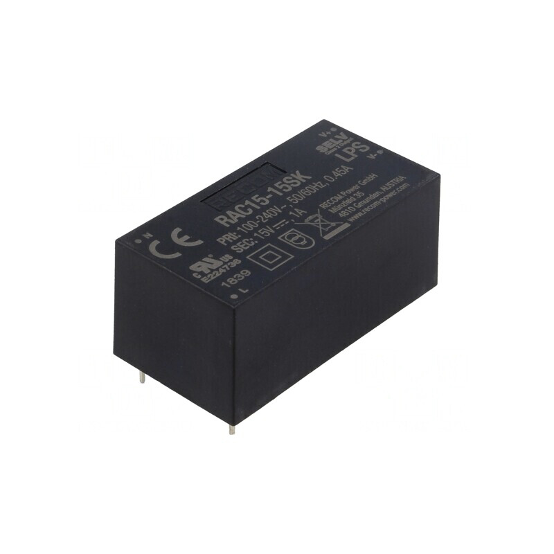 Convertor AC/DC 15W 15VDC RAC15-15SK | Electronic-mag.ro | Componente Electronice