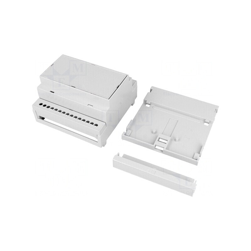 Carcasă pentru șină DIN, gri, 90x89x53mm | Electronic-mag.ro | Componente Electronice