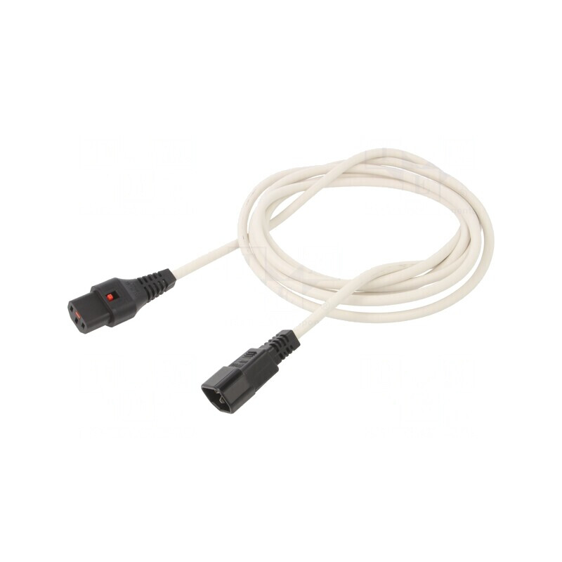 Cablu de Alimentare IEC C13 C14 cu Blocare 3m Alb | Electronic-mag.ro | Componente Electronice