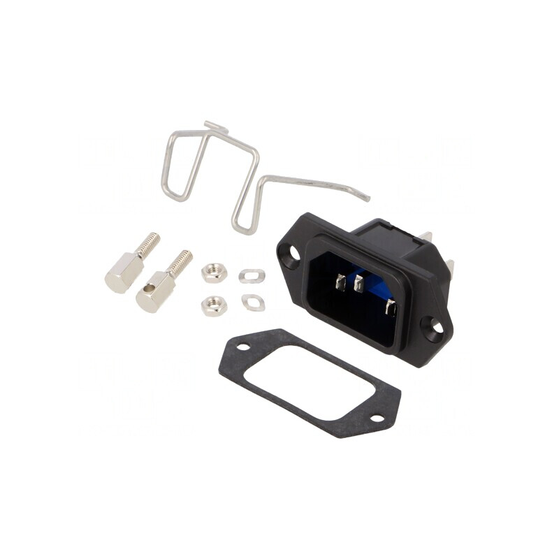 Soclu Tată Conector Alimentare AC 10A 250VAC IEC 60320 IP54 | Electronic-mag.ro | Componente Electronice