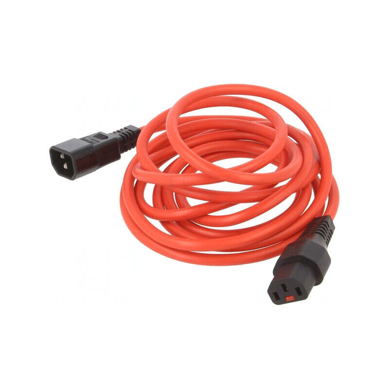 Cablu de Alimentare cu Blocare IEC LOCK 3m Roșu C13-C14 | Electronic-mag.ro | Componente Electronice