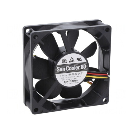 Ventilator axial DC 12V 80x80x25mm 90m3/h 40dBA cu bilă | Electronic-mag.ro | Componente Electronice