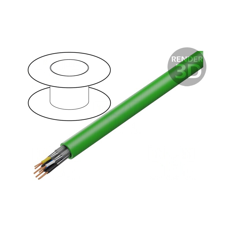 Cablu ETHERLINE® HYBRID Hibrid 5 Lițe Verde 10,3mm | Electronic-mag.ro | Componente Electronice