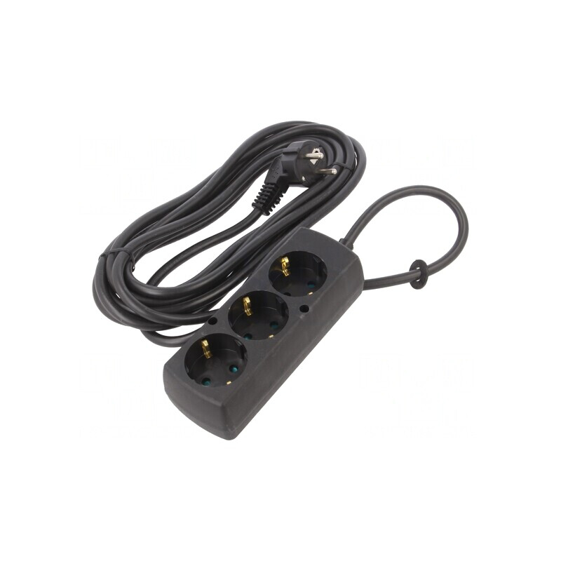 Prelungitor Schuko 3 Prize Negru 3x1,5mm2 | Electronic-mag.ro | Componente Electronice