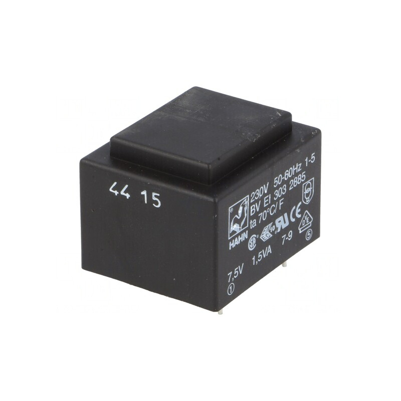 Transformator Încapsulat 1,5VA 230V 7,5V 200mA PCB | Electronic-mag.ro | Componente Electronice