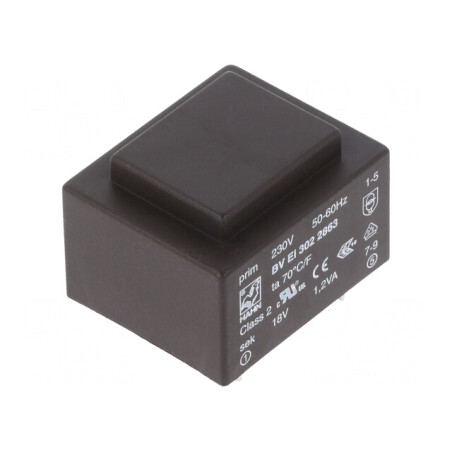 Transformator încapsulat 1.2VA 230VAC 18V 67mA PCB | Electronic-mag.ro | Componente Electronice