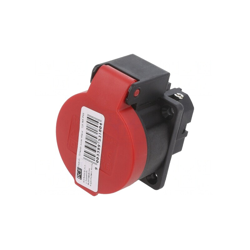 Conector Alimentare AC 2P PE 250VAC 16A Negru/Roșu | Electronic-mag.ro | Componente Electronice